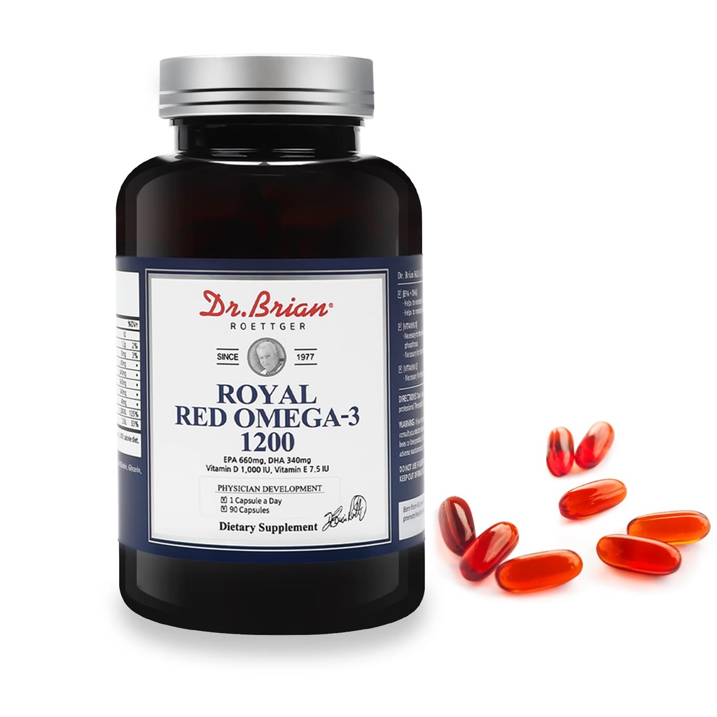 Dr. Brian Royal Red Omega 3 1200, Fish Oil Supplement with EPA and DHA Omega3 Fish Oil Contain Vitamin D,E Omega-3 Support for Physical Health - 90 Soft Gels