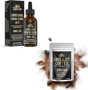 Liquid Liposomal Fulvic Humic Acid Supplement & 5000MG Shilajit Coffee for Focus, Energy