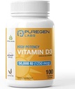 Puregen Labs Vitamin D3 50,000 IU (1250 mcg) 100 Weeks Supply for Healthy Muscle Function, and Immune Support, Non-GMO, Gluten Free 100 Vegetable Capsules