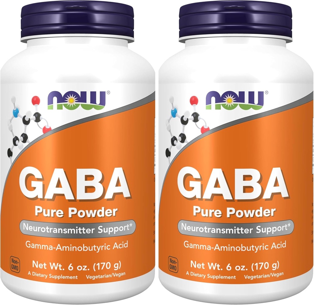 NOW Συμπληρώματα, GABA (Gamma-Aminobutyric Acid) σκόνη, Νευροδιαβιβαστής Υποστήριξη *, 6-Ounce (Pack of 2)