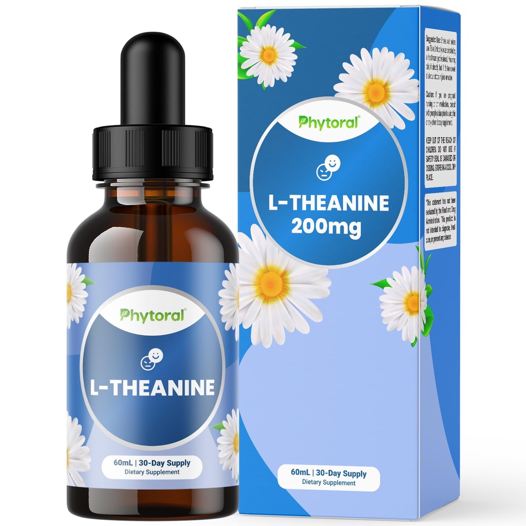 Phytoral Poent L-Theanine Liquid Drops - Υψηλή Απορρόφηση L-Θεανίνη για Παιδιά & Ενήλικες Υποστήριξη ηρεμίας & χαλάρωσης - Premium Quality Drops Ιδανικές για Παιδιά και Ενήλικες Υγρές 30 Σερβιέτες