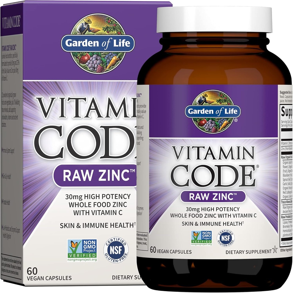 Garden of Life Vitamin Code Raw One Men's Multivitamin with Zinc Supplements for Immune and Skin Health, 30 Capsules