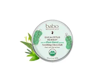 Babo Botanicals Ευκαλύπτου Remedy Soothing Chest Rub - USDA Organic - Χαλαρωτικό ανάγλυφο με αιθέρια έλαια ευκαλύπτου, λεβάντας & δενδρολίβανου - Κατασκευασμένο χωρίς Camphor ή Πετρέλαιο - Για ηλικίες 3+