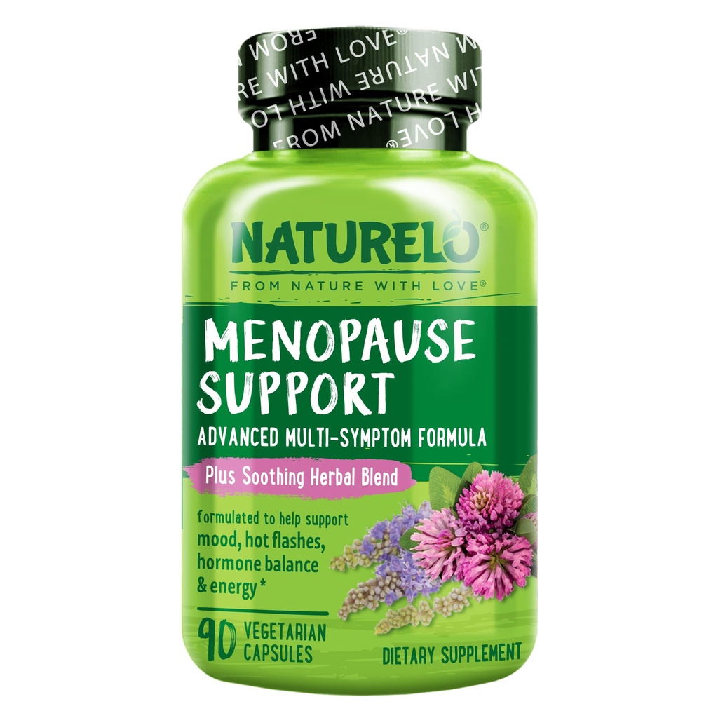 NATURELO Συμπληρώματα εμμηνόπαυσης για γυναίκες, βοτανική ανάμειξη με μαύρο Cohosh για εμμηνόπαυση Hot Flashes Advanced Estrogen Multi-Symptom Formula 90 Κάψουλες