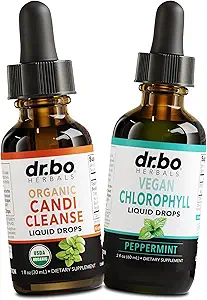 Candi Cleanse & Chlorophyll Liquid Drops - Organic Oregano Oil Drops & Liquid Chlorophyll Odor Cleanse Support - Natural Oral Gut Cleanser Detox, Internal Deodorant, Body Deodorizing Supplement