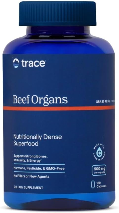 Trace Minerals Organs βοείου κρέατος - Beef Organ Supplement for Daily Wellness - Immune System, Heart, Energy, Hair, Skin & Bone Health - Natural Superfood - Keto & Paleo-Friendly - 180 Count (30 Servings)