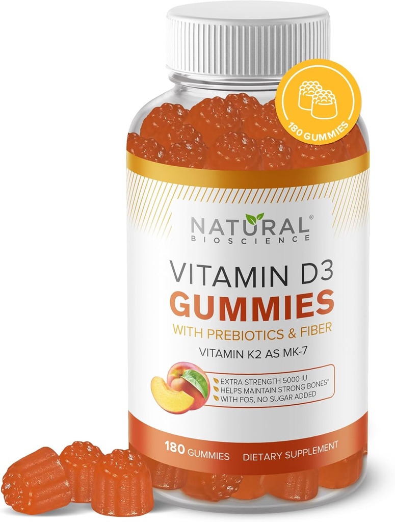 Χωρίς ζάχαρη Βιταμίνη D3 K2 Gummies - Βιταμίνη D3 Gummies 5000 IU+K2 MK7 80 mcg, K2 D3 Συμπλήρωμα Βιταμίνης Ενήλικες, Βιταμίνη D K2 για Οστά, Ανοσοποιητικό, Καρδιά, Mood, Χωρίς Γλουτένη, Μη ΓΤΟ, Φυσική Γεύση Ροδακινιού