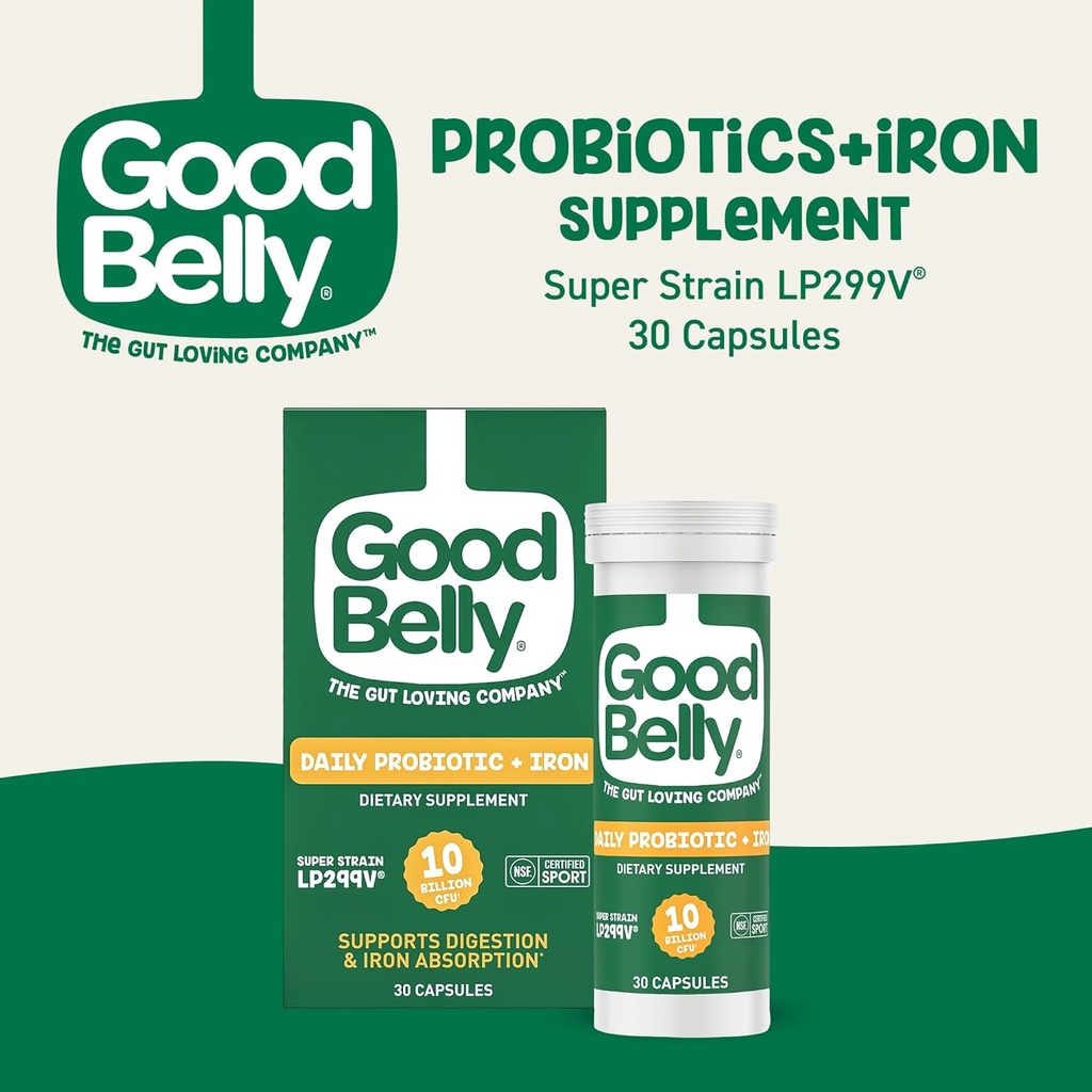 GoodBelly Probiotic Κάψουλες για Digestive Health & Iron Abvorvice 