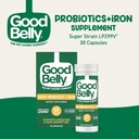 GoodBelly Probiotic Capsules for Digestive Health & Iron Absorption | Vegan Probiotic Supplement with 10 Billion Live Cultures | Probiotics for Women & Men | 30 Capsules