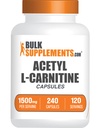 BulkSupplements.com Κάψουλες Ακετυλο L-καρνιτίνης - ALCAR HCl, συμπλήρωμα καρνιτίνης - κάψουλες ALCAR, Acetyl L-Καρνιτίνη 1500mg - Χωρίς γλουτένη, 2 κάψουλες ανά υπηρεσία, 240 κάψουλες