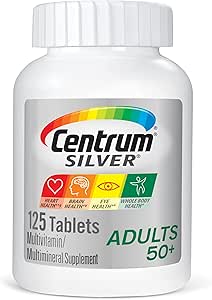 Centrum Silver Multivitamin for Adults 50 Plus, Multivitamin / Multimineral Supplement with Vitamin D3, Β Βιταμίνες, Ασβέστιο και Αντιοξειδωτικά, Χωρίς Γλουτένη, Μη ΓΤΟ Συστατικά - 125 Count