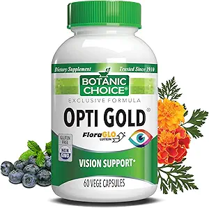 Botanic Choice Opti Gold - Premium Vision Eye Health Support Supplement with Six Powerful Nutrients - 15 mg Πατενταρισμένο υψηλής απορρόφησης ΧλωρίδαGlo Lutein Alpha Lipoic Acid - 60 κάψουλες