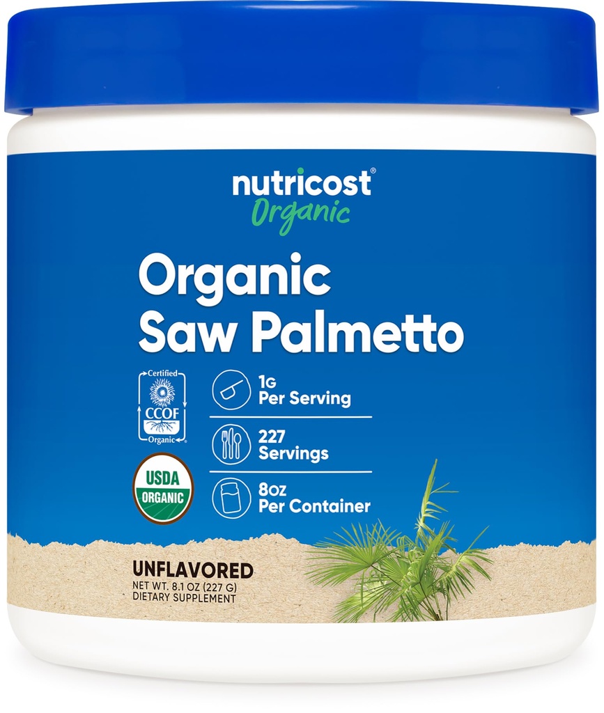 Nutricost Βιολογικό Πριόνι Palmetto σε σκόνη 8oz - Certified USDA Βιολογικό Πριόνι Palmetto, χωρίς γλουτένη