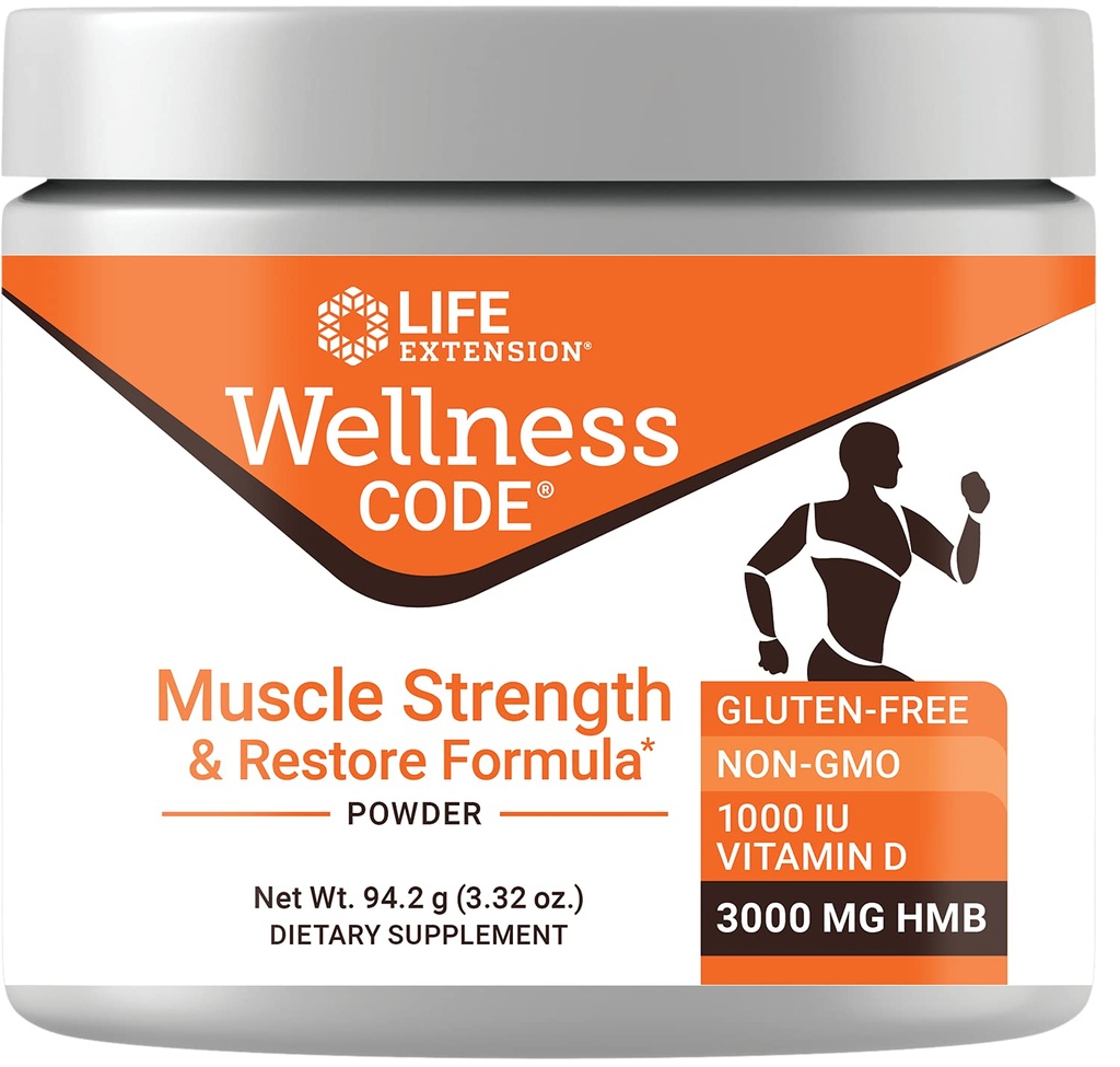 Επέκταση ζωής Wellness Code® Μύες Δύναμη & Επαναφορά Φόρμουλα, Βιταμίνη D3, β-υδροξυ-β-μεθυλοβουτυρικό Μονοϋδρικό (HMB), Μυική Υγεία, Χωρίς Γλουτένη, Μη ΓΤΟ, 94,2 g