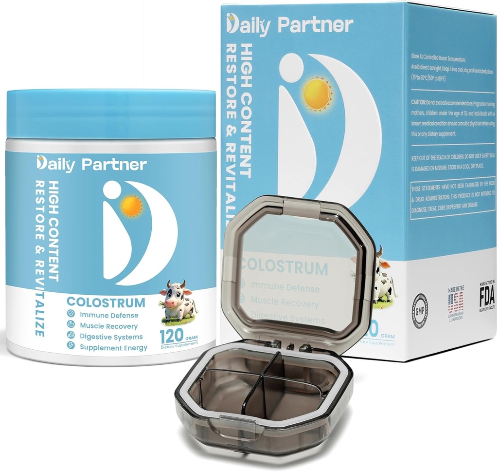 Colostrum Powder - Immune Support & Gut Health Supplement, Promotes Natural Muscle Recovery, Calostro Bovino, Includes Capsule Box & Spoon