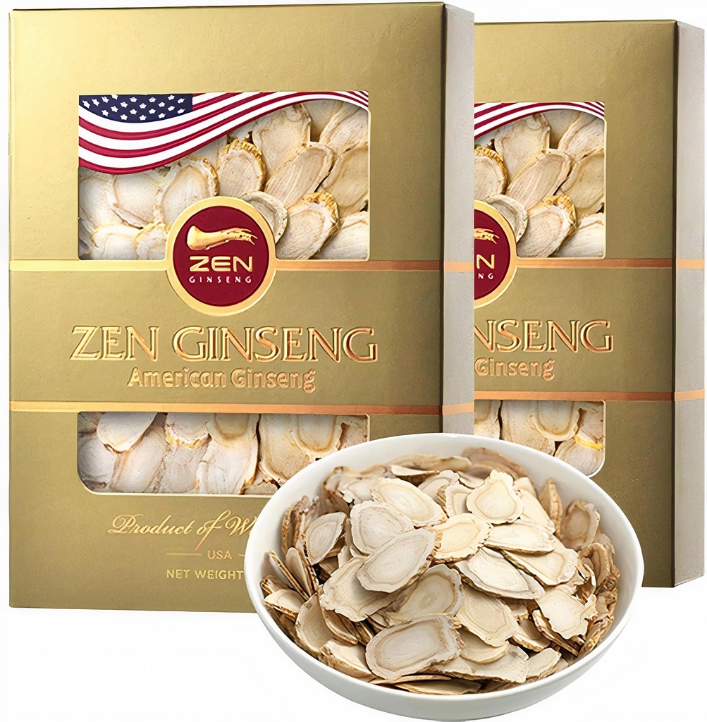 2 Κουτιά American Wisconsin Ginseng Slices - Βελτιωμένη ενέργεια, απόδοση, & ψυχική υγεία για άνδρες και γυναίκες. Σύνολο 8 Οζ.