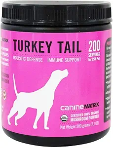 Mushroom Matrix Canine Organic Mushroom Powder Turkey Tail Immune Support and Holistic Defense Supplement for Dogs, 200 Grams (Packaging May Vary)