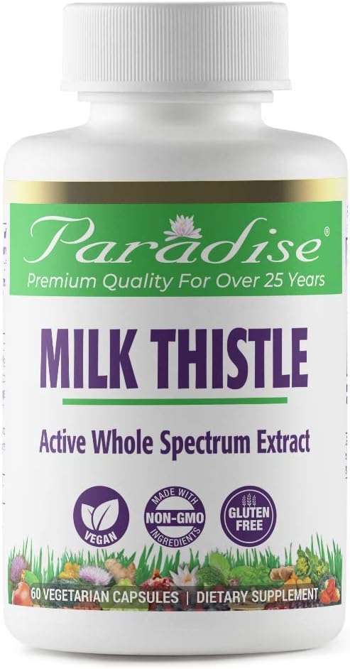 Paradise Herbs Milk Thistle 75:1 80% Vegetarian Capsules, 60 Count