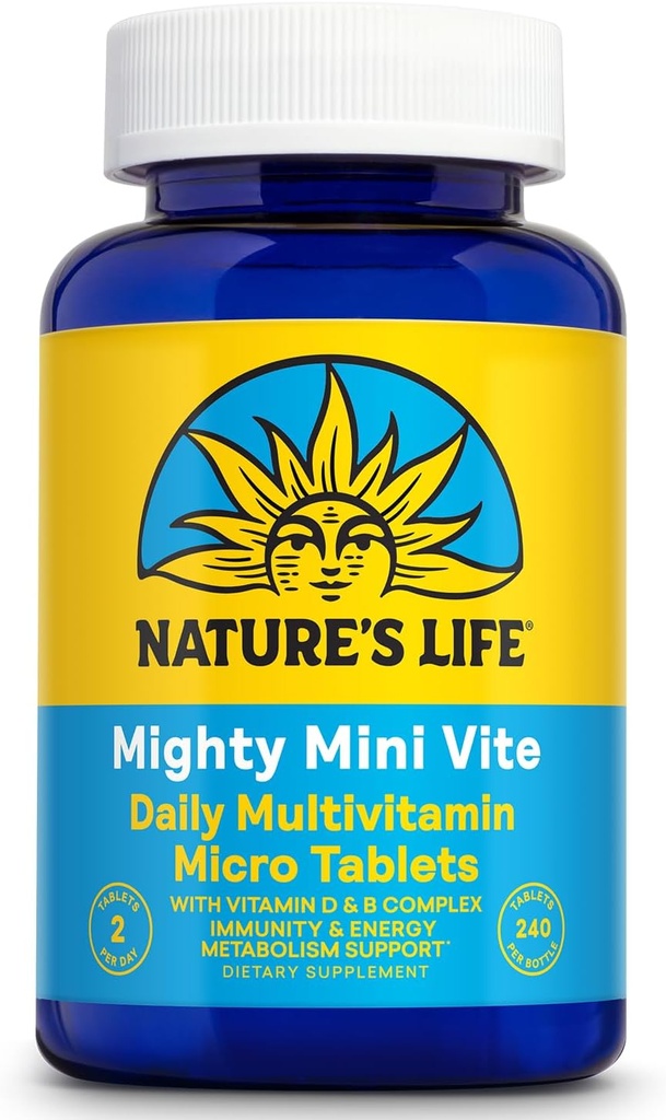 Nature's Life Mighty Mini Vite - Daily Multivitamin for Women and Men - Vitamin D and B Complex - Immunity and Energy Metabolism Support - Lab Verified - 120 Servings, 240 Micro Tablets