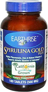Earthrise Spirulina Gold Plus 500mg Tablet 180 μετρών, Natural Premium Spirulina από την Καλιφόρνια- Vegan, Χωρίς γλουτένη, Keto Friendly, Non-GMO Super Food υψηλή σε βιταμίνες και μέταλλα.