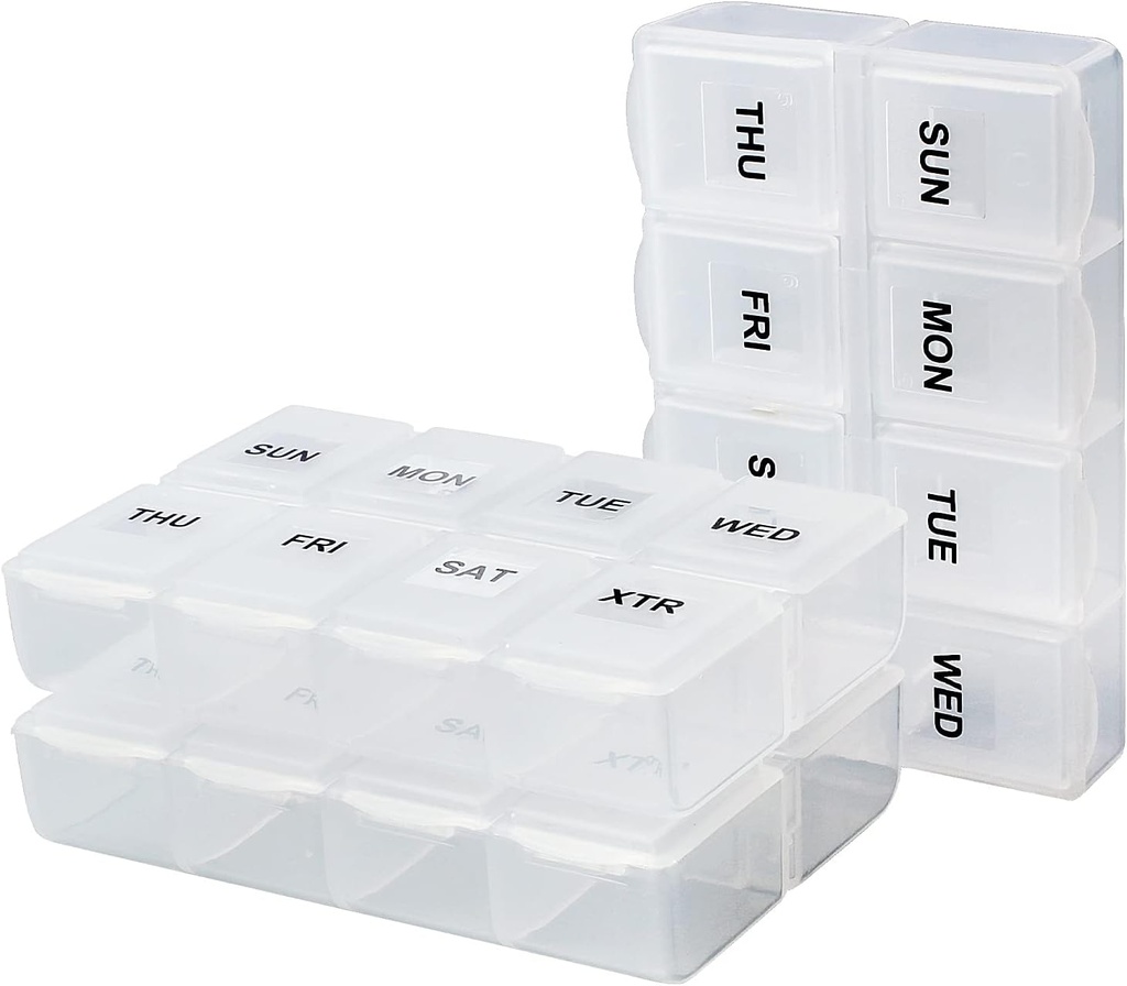 Serfeymi Weekly Pill Organizer 3 Pack Medicine Organizer Travel Pill Box 7 Day Pill Case for Purse Pill Container Pill Holder Daily Pill Boxes Organizer for Medication, Vitamin, Συμπλήρωμα