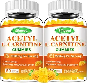 2 Pack Acetyl L-Carnitine Gummies for Men & Women - Daily Energy Support with Immune Support Gummies, Mango Flavor, 120 Count