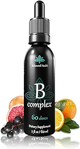 Βιταμίνη B-Complex σταγόνες, 2oz, 60 δόσεις, όλες 8 B-βιταμίνες, συμπλήρωμα υποστήριξης ανοσοποιητικής ενέργειας μη GMO χορτοφάγων ασφαλές