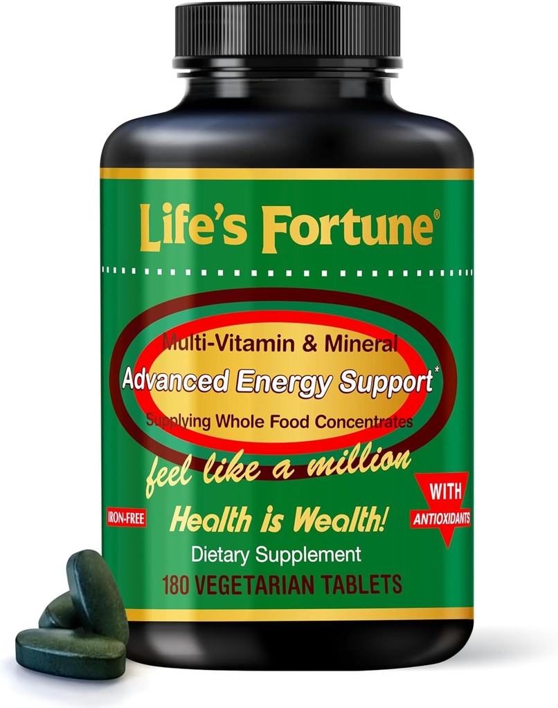 Life's Fortune Multivitamin & Mineral Supplement, Daily Natural Energy Source for Men & Women, with Superfood Greens, Amino Acids, Enzymes, Vitamin A,C,D,E,B12, 180 Tab