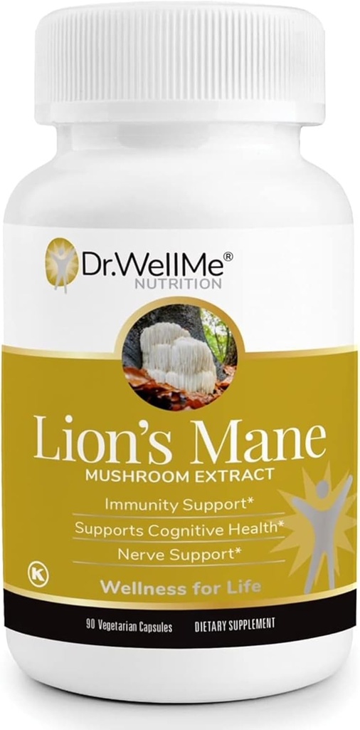 Organic Lion's Mushroom Κάψουλες 500mg – 90 Κάψουλες Veggie, 3-Month Supply – Γνωστική, Νευρική & Ανοσολογική Υγεία – Kosher & Halal Certified, Χωρίς Γλουτένη & ΓΤΟ