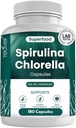 Teaveli Organic Spirulina και Chlorella Capses – 180 Chlorophyll Pills, Blue Green Algae Powder Caps to Support Detox, Mitochondria & Energy– 3X Περισσότερα Chlorella Spirulina Powder/Serving