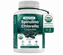 Teaveli Organic Spirulina and Chlorella Capsules – 180 Chlorophyll Pills, Blue Green Algae Powder Capsules to Support Detox, Mitochondria & Energy– 3X More Chlorella Spirulina Powder/Serving