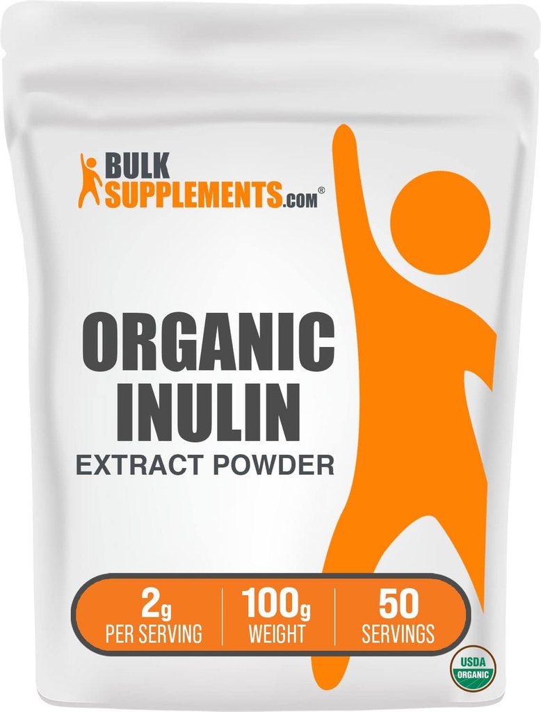 BulkSupplements.com Βιολογική σκόνη εκχύλισμα ινουλίνης - Συμπλήρωμα ινών, συμπλήρωμα βοτάνων - Βιολογική σκόνη ινουλίνης, Χωρίς γλουτένη - 2g ανά υπηρεσία, 100g (3, 5 oz) (πακέτο του 1)