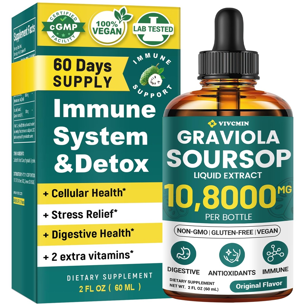 Graviola Soursop Leaf Extract Liquid - Soursop Bitters Liquid, Support Immune, Relax, Liver and Sleep 