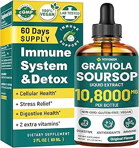 Graviola Soursop Leaf Extract Liquid - Soursop Bitters Liquid, Support Immune, Relax, Liver and Sleep | Non-GMO, Sugar & Gluten Free, Original Flavor, 2 Fl Oz