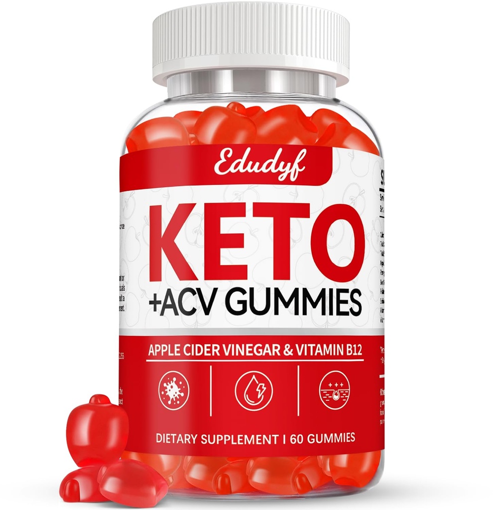 Keto ACV Gummies - 60 Count Gluten-Free, Gelatin-Free Apple Cider Vinegar Gummies with B12 for Keto Support, Vegetarian, Unique Flavor, Convenient Bottled Supplement for Men & Women