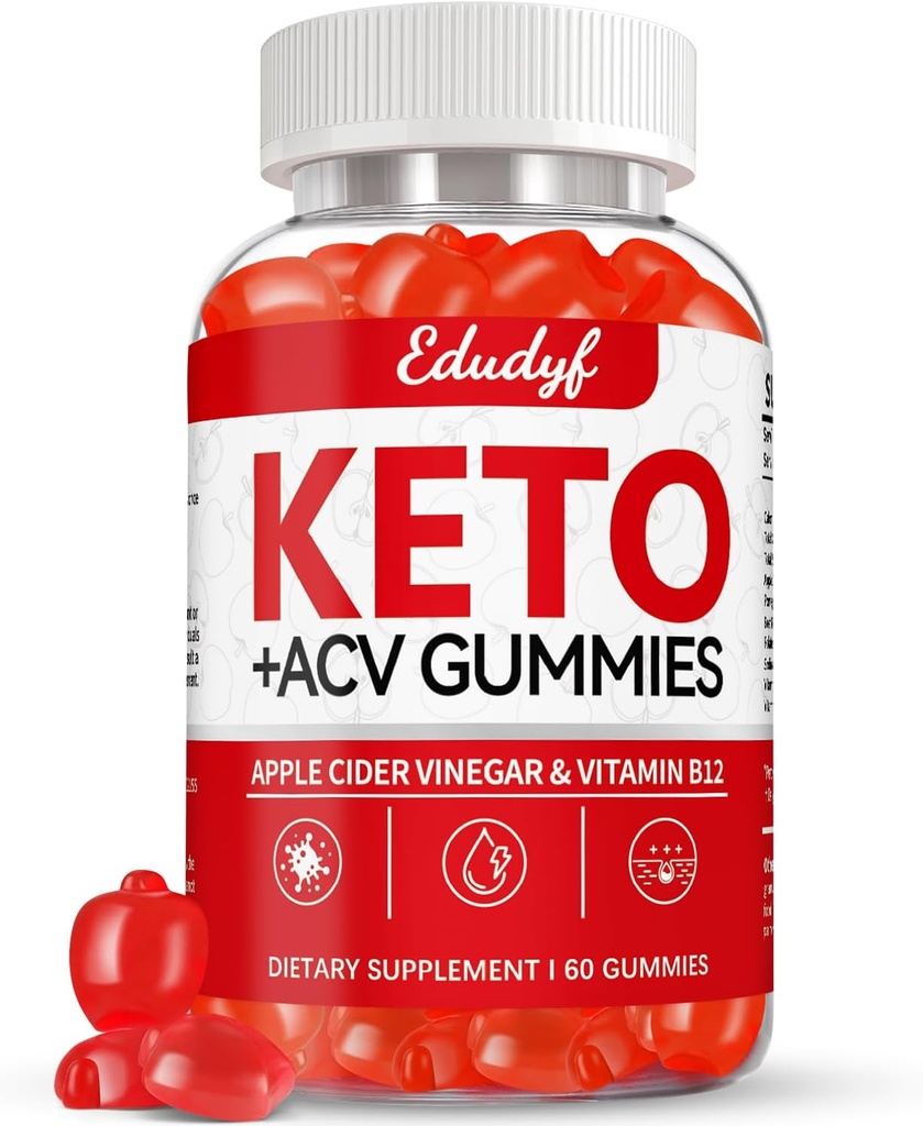 Keto ACV Gummies - 60 Count Gluten-free, Ζελατίνη-ελεύθερο μηλίτη μηλίτη με B12 για Keto Υποστήριξη, χορτοφαγική, μοναδική γεύση, βολικό εμφιαλωμένο συμπλήρωμα για άνδρες και γυναίκες