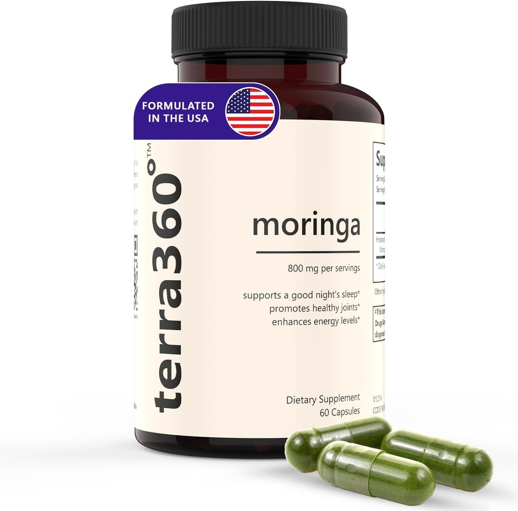 Moringa Κάψουλες 800 mg - 60 Κάψουλες, Moringa Pure Κάψουλες, Ισχυρό Πράσινο Superfood, Χωρίς Γλουτένη, Μη-ΓΤΟ, Ενέργεια, Δέρμα, Ανοσοποιητική & Υγεία, Κατασκευασμένο στις ΗΠΑ