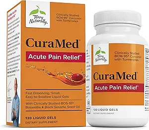 Terry Naturally CuraMed Acute Pain Relief - Supplement with BCM-95 Curcumin & BOS-10 Boswellia - Black Sesame Seed Oil to Support Relief of Occasional Discomfort - 120 Liquid Gels