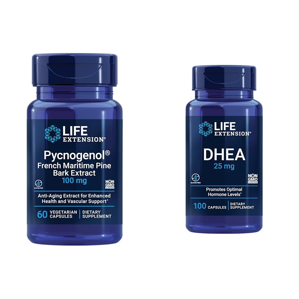 Life Extension French Maritime Pine Bark Extract with DHEA Hormone Balance - 60 Κάψουλες Pycnogenol & 100 Κάψουλες DHEA 25mg