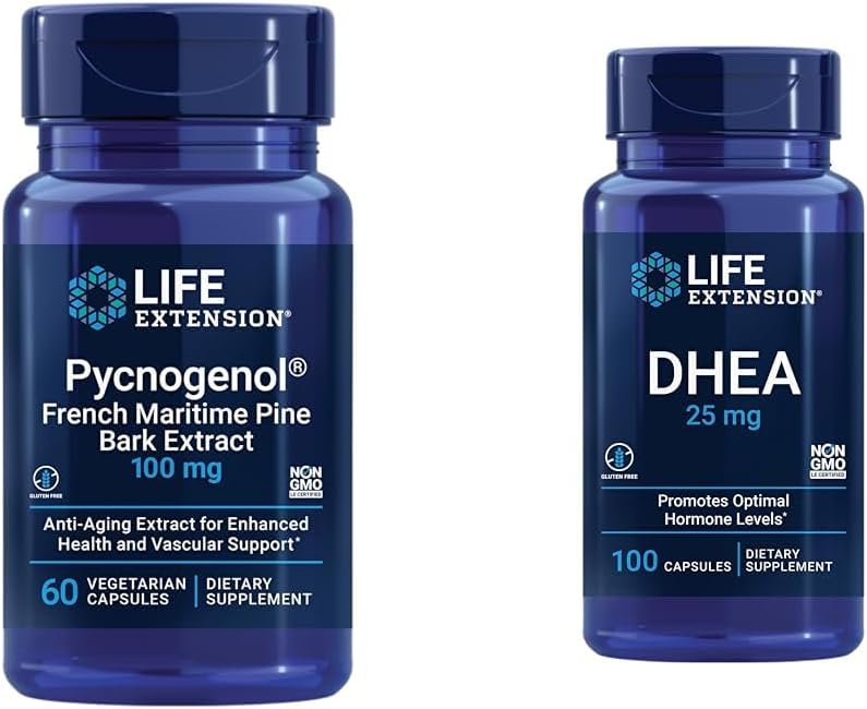 Life Extension French Maritime Pine Bark Extract with DHEA Hormone Balance - 60 Κάψουλες Pycnogenol & 100 Κάψουλες DHEA 25mg