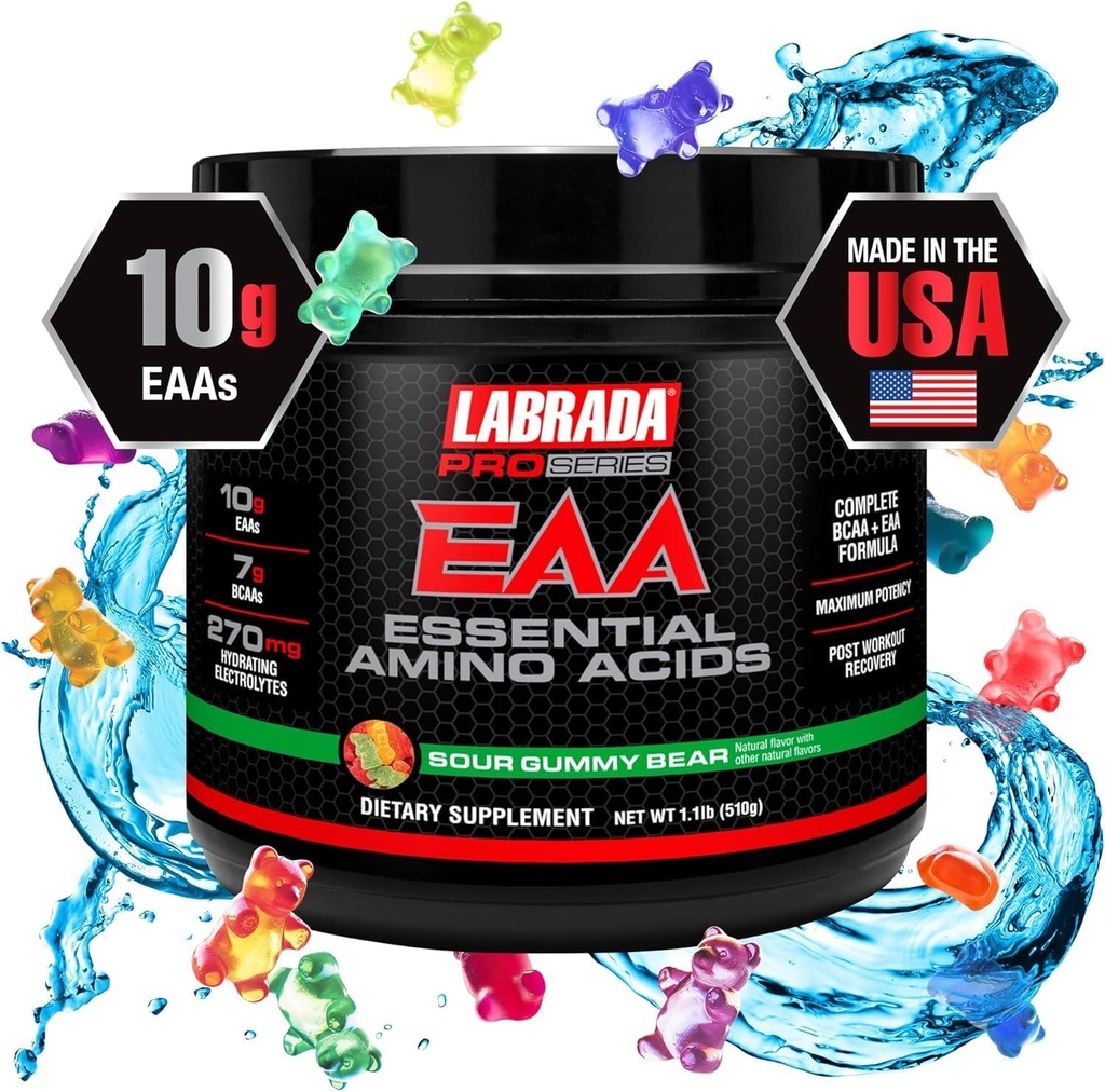 Labrada Pro Σειρά ΟΛΓ Μέγιστη ισχύ Απαραίτητη Amino Acid Hydrating Formula με BCAAs & Electrolytes Recovery and Performance (Sour Gummy Bear)