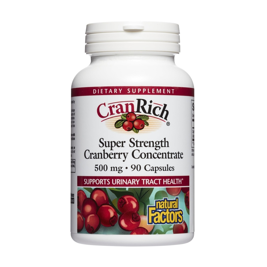 CranRich by Natural Factors, Super Strength Cranberry συμπυκνωμένο, αντιοξειδωτικό συμπλήρωμα για την υποστήριξη της ουρικής αρτηρίας, μη GMO, 90 κάψουλες