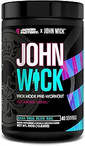 Jacked Factory X John Wick - Wick Mode Pre Workout Powder - Έντονη ενέργεια, μάχη-έτοιμη εστίαση, ασταμάτητη δέσμευση, και Sheer Will - 40 εξυπηρετούν, Baba Yaga Blue Raz