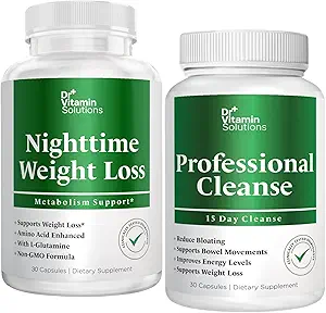 DR VITAMIN SOLUTIONS Nighttime Fat Burner & 15 Day Cleanse για Μπλόφα & απώλεια βάρους, Bundle, 60 Caps