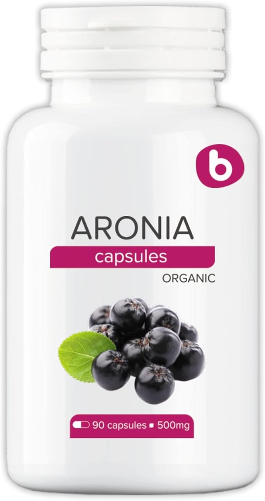 Βιολογικές κάψουλες Aronia Berry – Μαύρο συμπλήρωμα Chokeberry με Φυσικές Ανθοκυανίνες & Πολυφαινόλες – Υποστηρίζει το ανοσοποιητικό σύστημα – από Aronia Berries σε σκόνη – Μη ΓΤΟ – 500mg, 90 Vegan Κάψουλες