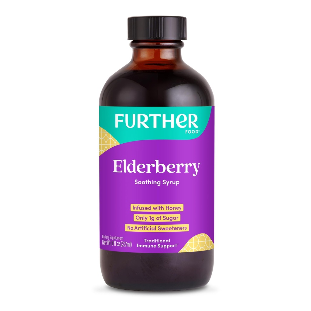Περαιτέρω τροφίμων Syrup Elderberry για την υποστήριξη του ανοσοποιητικού, συμπλήρωμα Sambucus Elderberry, καθημερινή υποστήριξη του φυτικού ανοσοποιητικού συστήματος για παιδιά και ενήλικες, χωρίς γλουτένη (8 fl oz του Selderberry Soothing Syrup)
