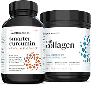 SMARTERNUTRITION Curcumin - Potency and Absorption + Smarter Skin Collagen - Triple Action Formula for Vibrant, Healthy Skin