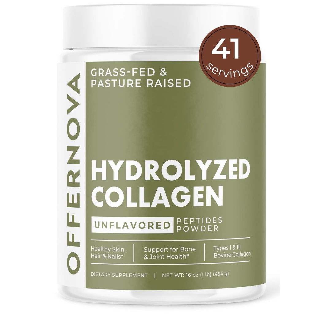 Hydrolyzed Collagen Peptides Powder - 100% Pure, Grass Fed & Unflaved για γυναίκες & άνδρες – για υγιή οστά, αρθρώσεις, μαλλιά & δέρμα – Colageno Hidrolizado en Polvo Piel, Cabello y Articulaciones