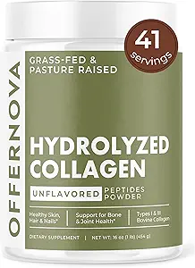 Hydrolyzed Collagen Peptides Powder - 100% Pure, Grass Fed & Unflaved για γυναίκες & άνδρες – για υγιή οστά, αρθρώσεις, μαλλιά & δέρμα – Colageno Hidrolizado en Polvo Piel, Cabello y Articulaciones