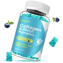 Biotin Gummies με κολλαγόνο, κερατίνη, υαλουρονικό οξύ, βιταμίνη για το δέρμα, την ανάπτυξη των μαλλιών, νύχια, γυναίκες άνδρες ενήλικες παιδιά - 60 gummies με γεύση βατόμουρο